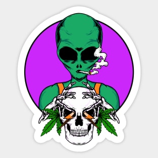 Alien Smokin' Weeds Sticker